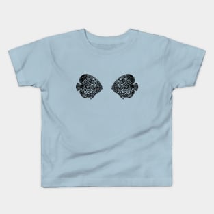 Discus Fish in Love - hand drawn cute fish lovers design Kids T-Shirt